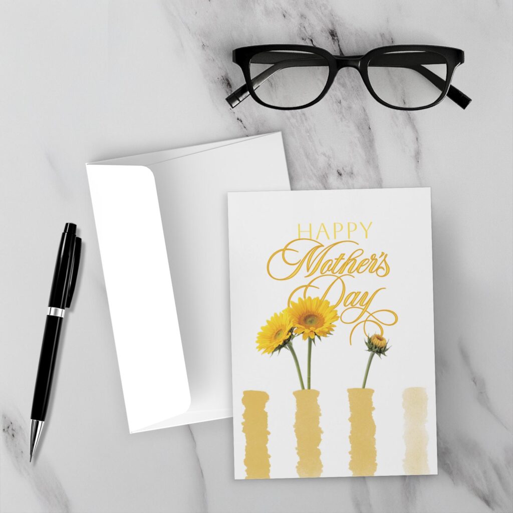 Sunflower Mother’s Day Card | Stems And Stripes Collection | Premium Folded Fine Art Greeting Card