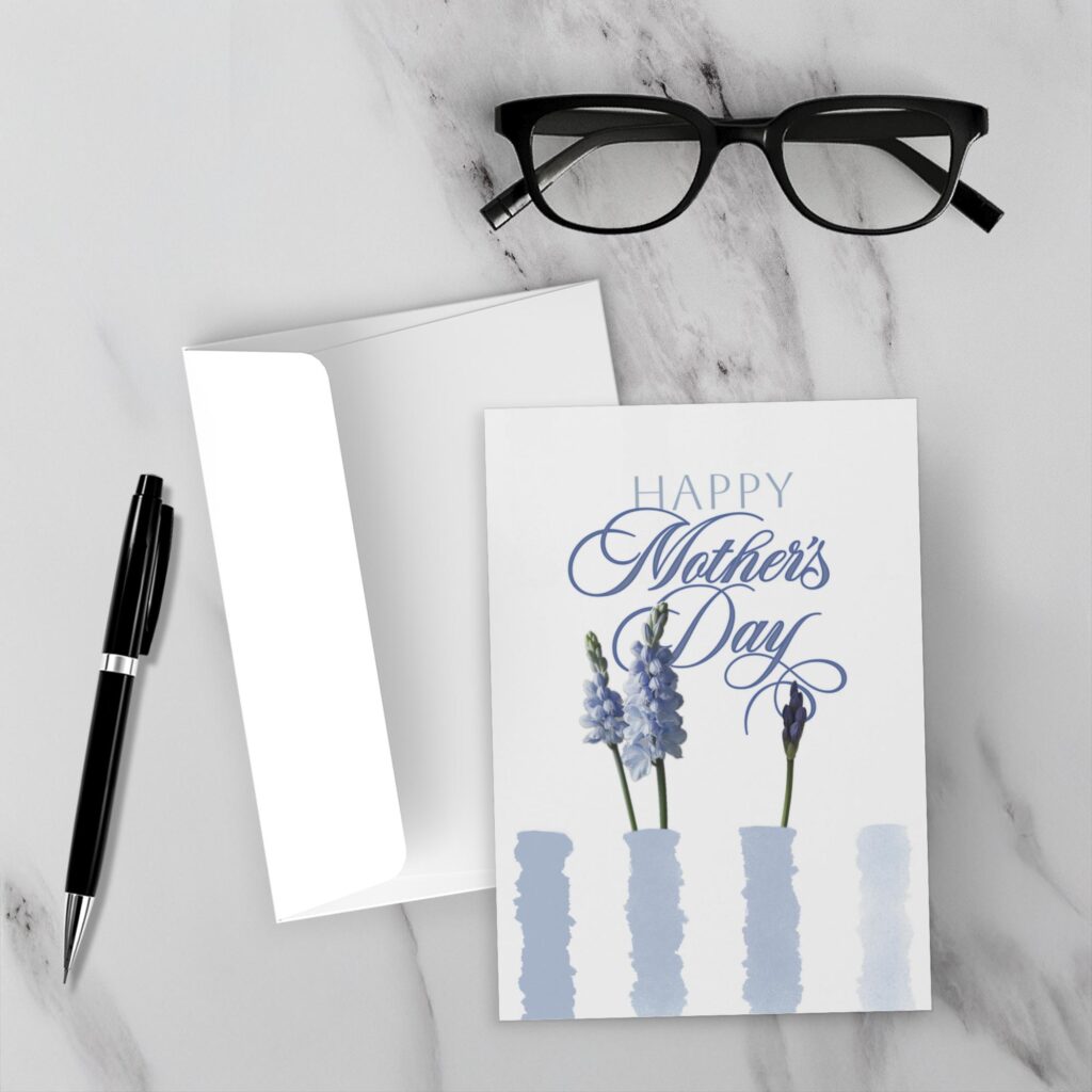 Delphinium Mother’s Day Card | Stems And Stripes Collection | Premium Folded Fine Art Greeting Card
