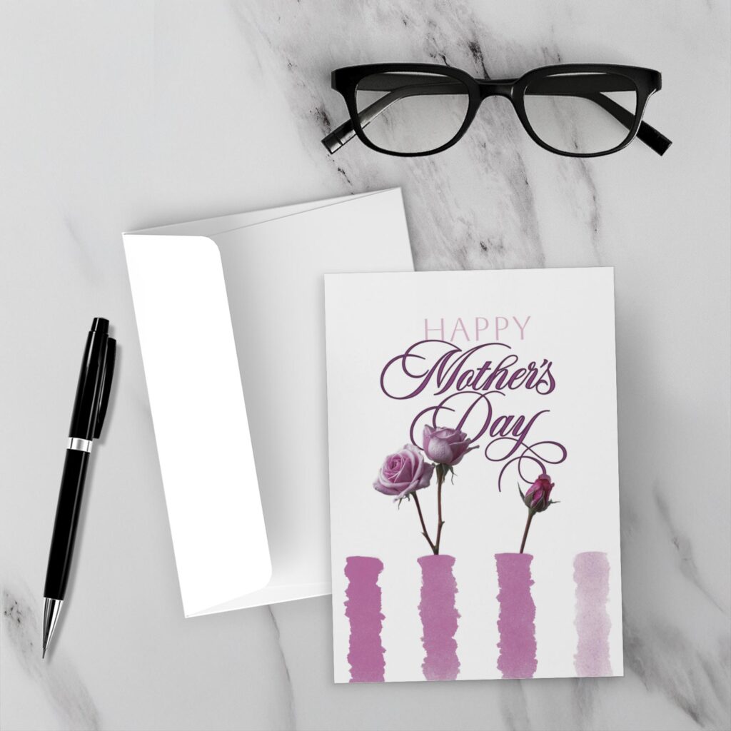 Rose Mother’s Day Card | Stems And Stripes Collection | Premium Folded Fine Art Greeting Card