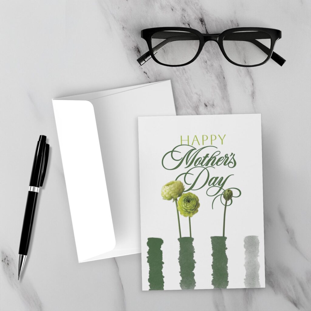 Ranunculus Mother’s Day Card | Stems And Stripes Collection | Premium Folded Fine Art Greeting Card