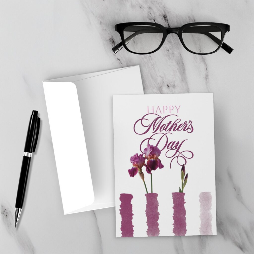 Iris Mother’s Day Card | Stems And Stripes Collection | Premium Folded Fine Art Greeting Card