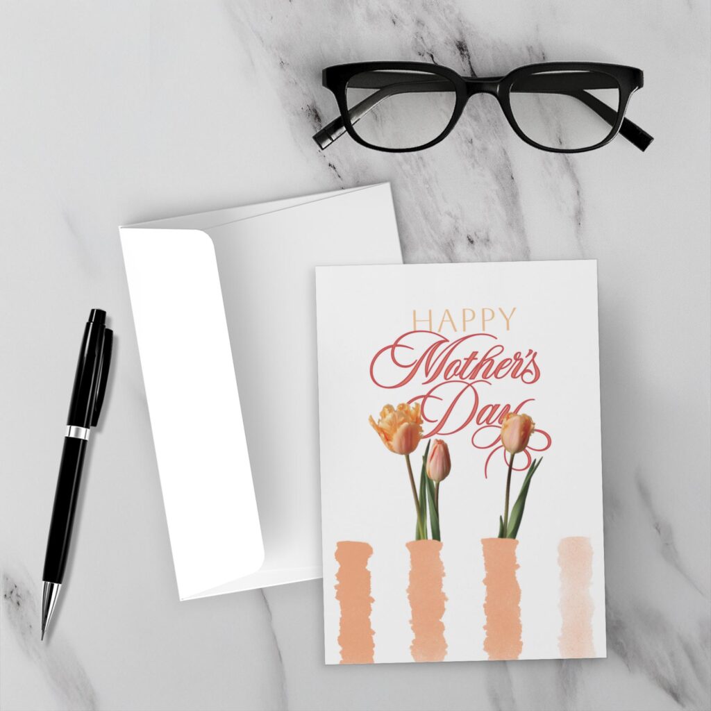 Tulip Mother’s Day Card | Stems And Stripes Collection | Premium Folded Fine Art Greeting Card